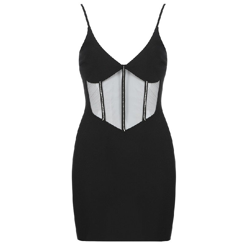 Spaghetti Strap V Neck Mini Dress
