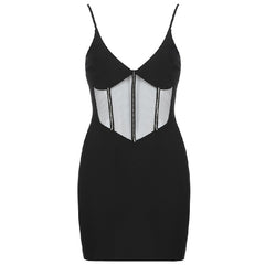 Spaghetti Strap V Neck Mini Dress