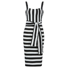 Spaghetti Striped Bandage Mini Dress