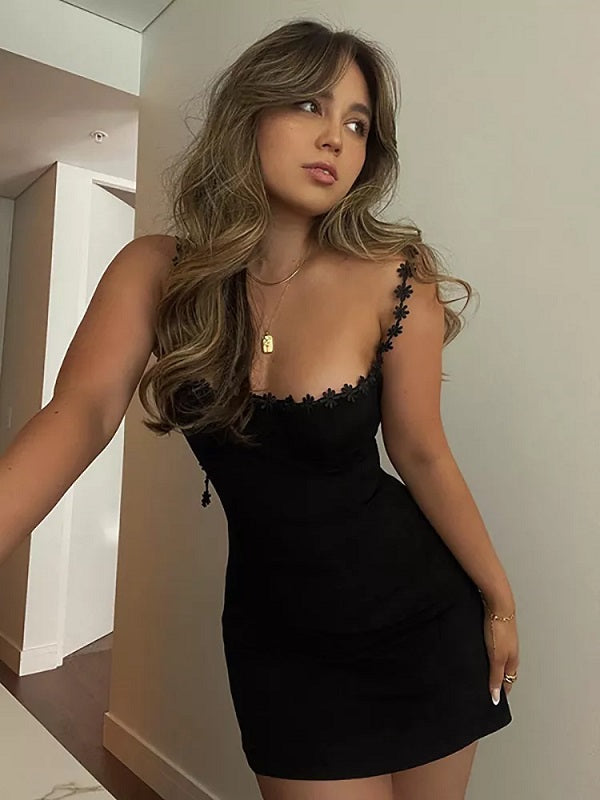 Square Collar Spaghetti Strap Dress