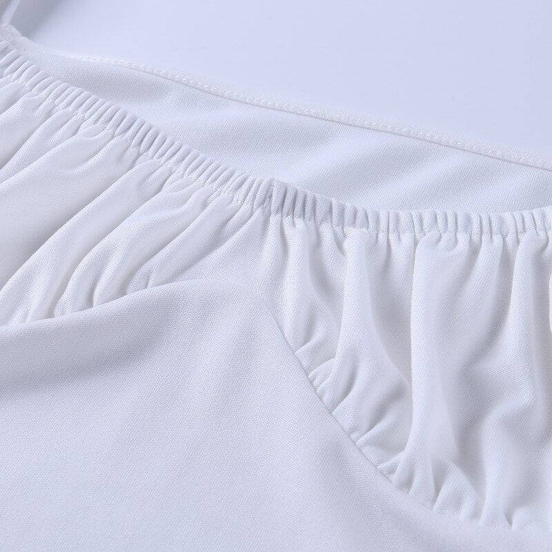 Square Neck Lantern Sleeve Drawstring Bodycon Mini Dresses