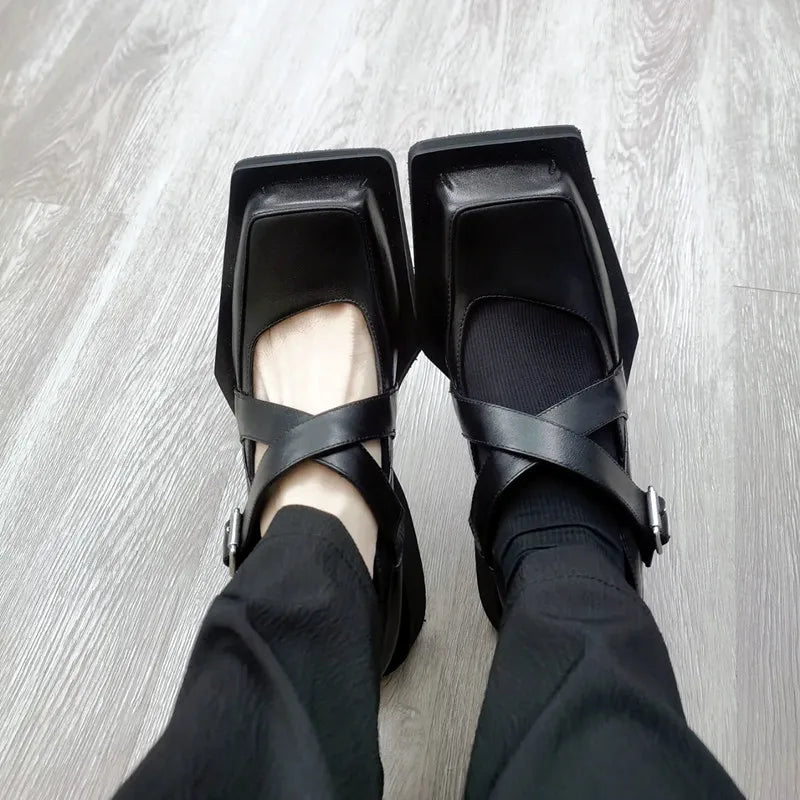 Square Toe Mary Jane Shoes