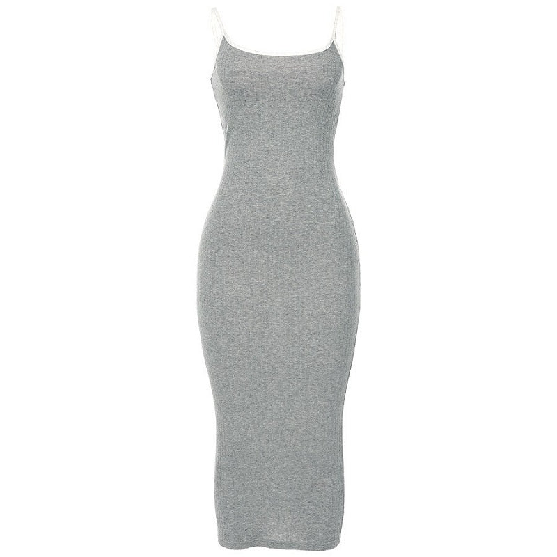 Strap Backless High Waist Cotton Striped Party Dress