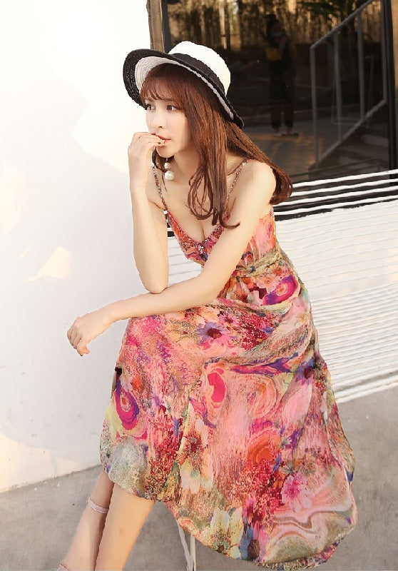 Strapless Floral Real Silk Evening Party Dresses