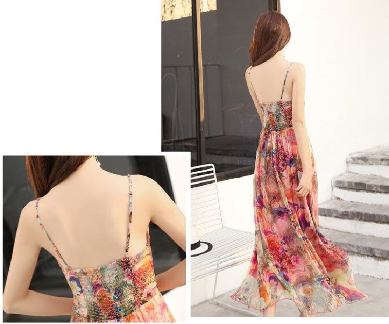 Strapless Floral Real Silk Evening Party Dresses