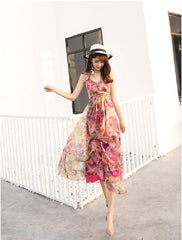 Strapless Floral Real Silk Evening Party Dresses