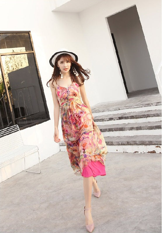 Strapless Floral Real Silk Evening Party Dresses