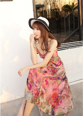 Strapless Floral Real Silk Evening Party Dresses
