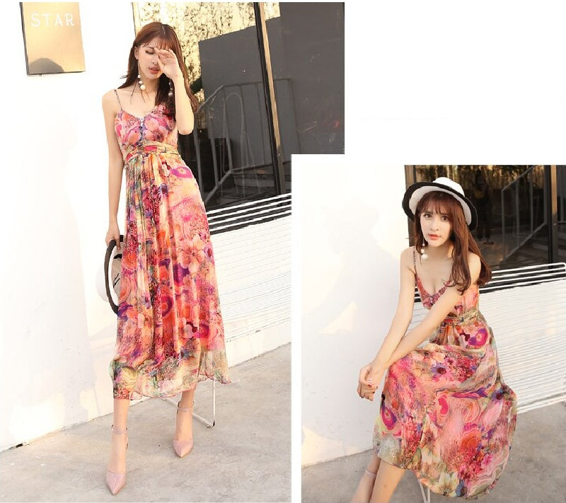 Strapless Floral Real Silk Evening Party Dresses