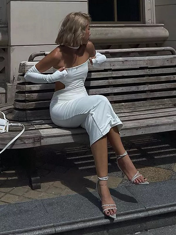Strapless Halter Hollow Out Maxi Dress