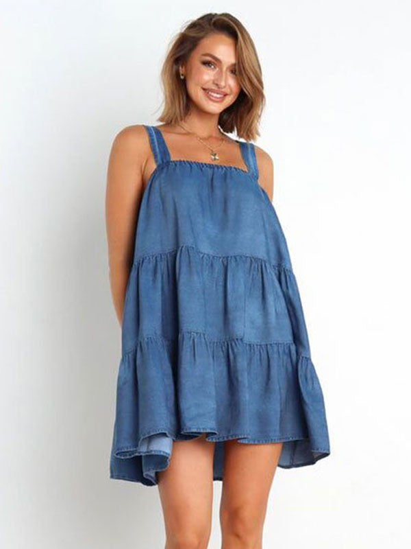 Straps Neck Layered Tunic Dress
