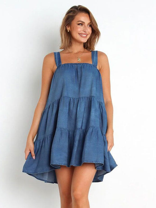 Straps Neck Layered Tunic Dress