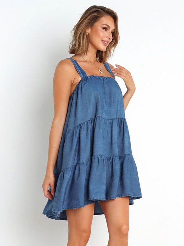 Straps Neck Layered Tunic Dress