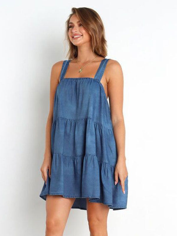 Straps Neck Layered Tunic Dress