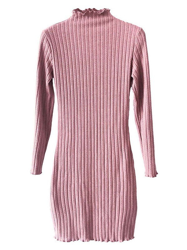 Sweater Dress Long Sleeve Slim Fit Mini Dress