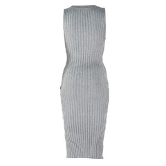 Elegant O Neck Tank Sleeveless Striped Evening Party Bodycon Dress