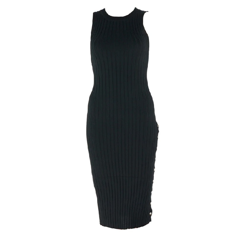 Elegant O Neck Tank Sleeveless Striped Evening Party Bodycon Dress