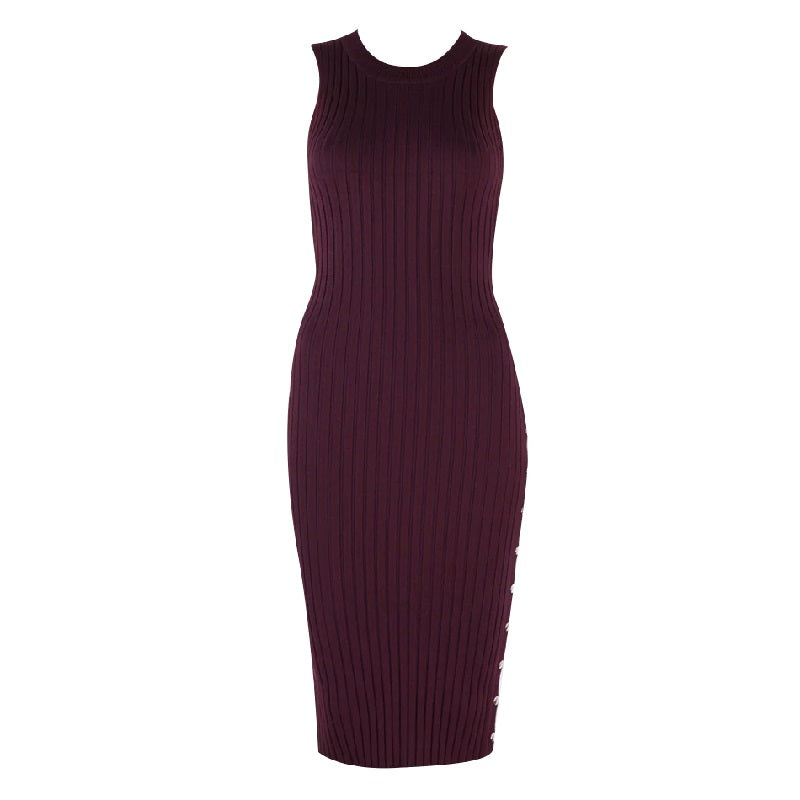 Elegant O Neck Tank Sleeveless Striped Evening Party Bodycon Dress