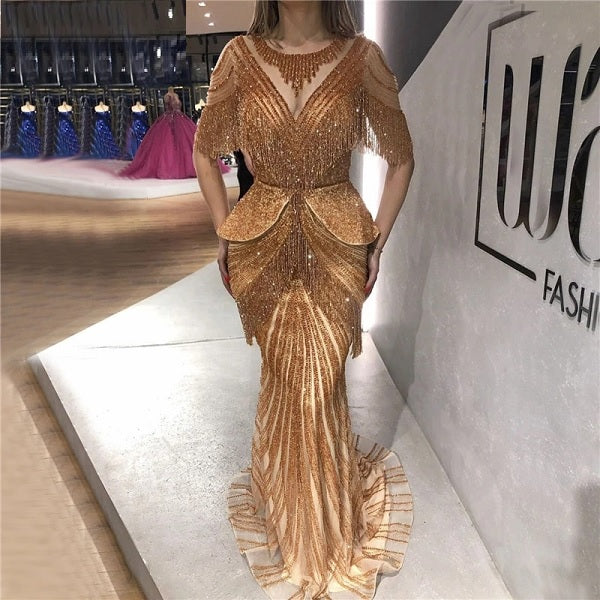 Tassel Beading Mermaid Evening Dresses