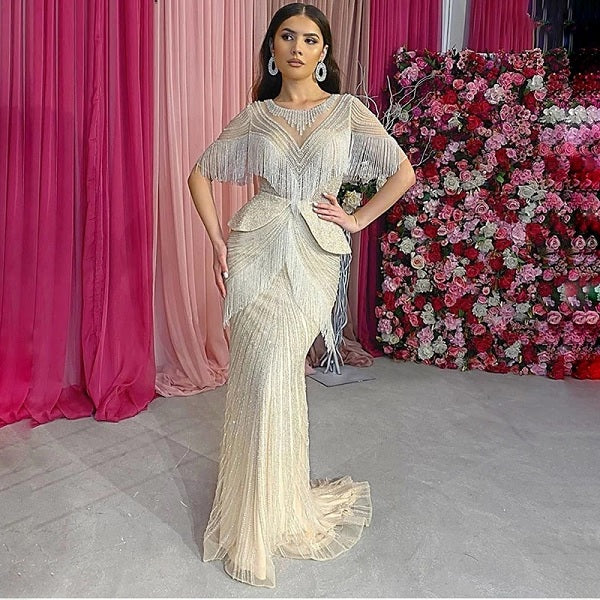 Tassel Beading Mermaid Evening Dresses