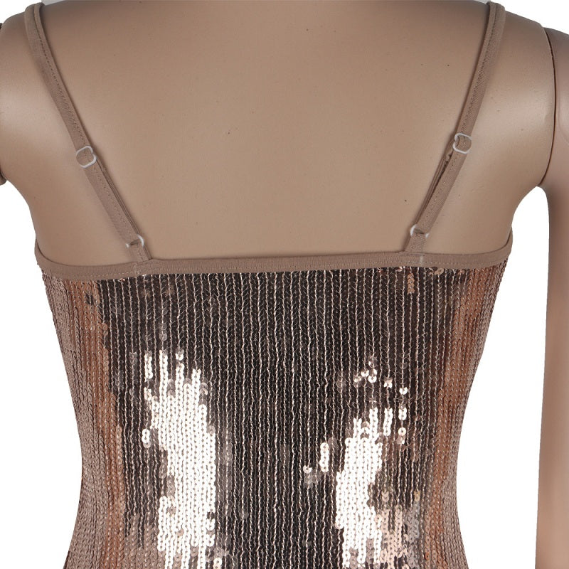 Tassel Split Sparkly Sequins Midi Bodycon Dresses