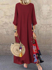 Three Quarter Length Sleeves Full Length Dress
