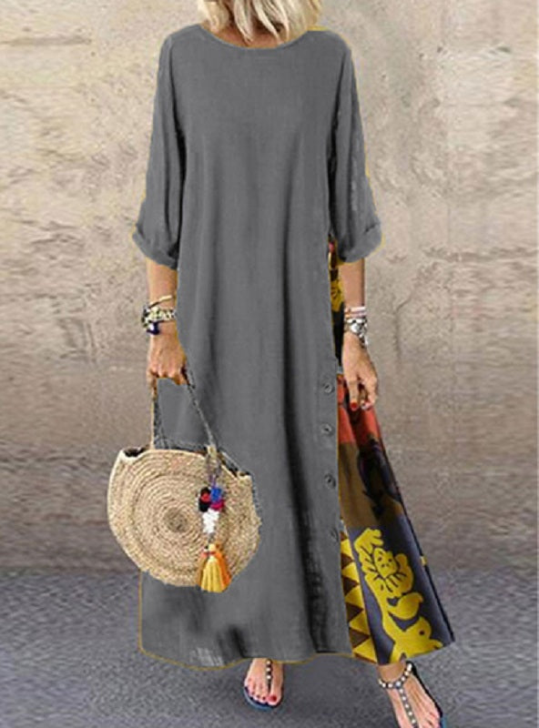 Three Quarter Length Sleeves Full Length Dress