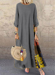 Three Quarter Length Sleeves Full Length Dress