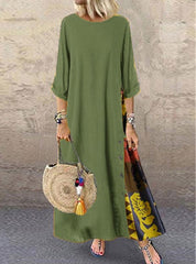 Three Quarter Length Sleeves Full Length Dress