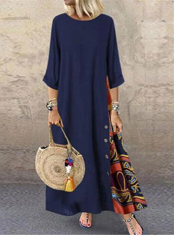 Three Quarter Length Sleeves Full Length Dress