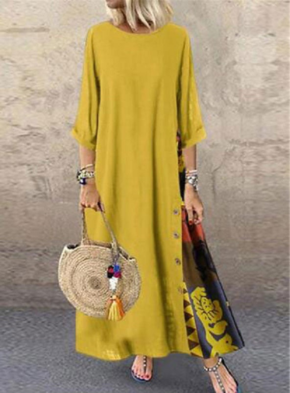 Three Quarter Length Sleeves Full Length Dress