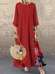 Three Quarter Length Sleeves Full Length Dress