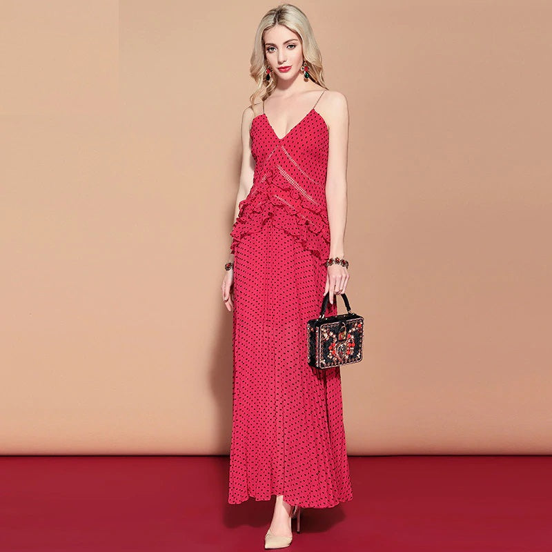 V Neck Backless Ruffles Holiday Party Bohemian Long Dress