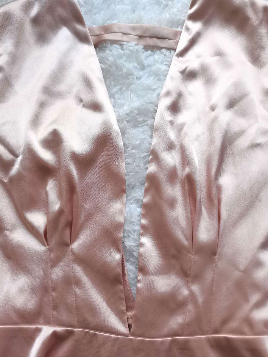 V-Neck Cut Out Long Sleeves Polyester Short Club Dress