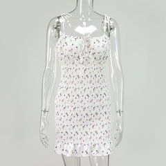 Lace V Neck Strap Off the Shoulder Bodycon Print Chiffon Mini Dress