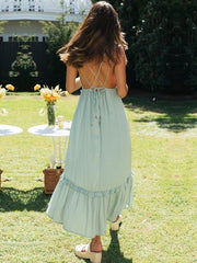 V-neck Casual High-waist Long Dress