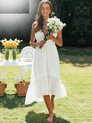 V-neck Casual High-waist Long Dress