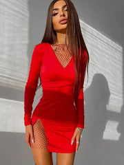 V-neck Long Sleeve Elegant Party Dress