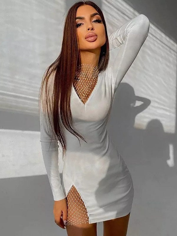 V-neck Long Sleeve Elegant Party Dress