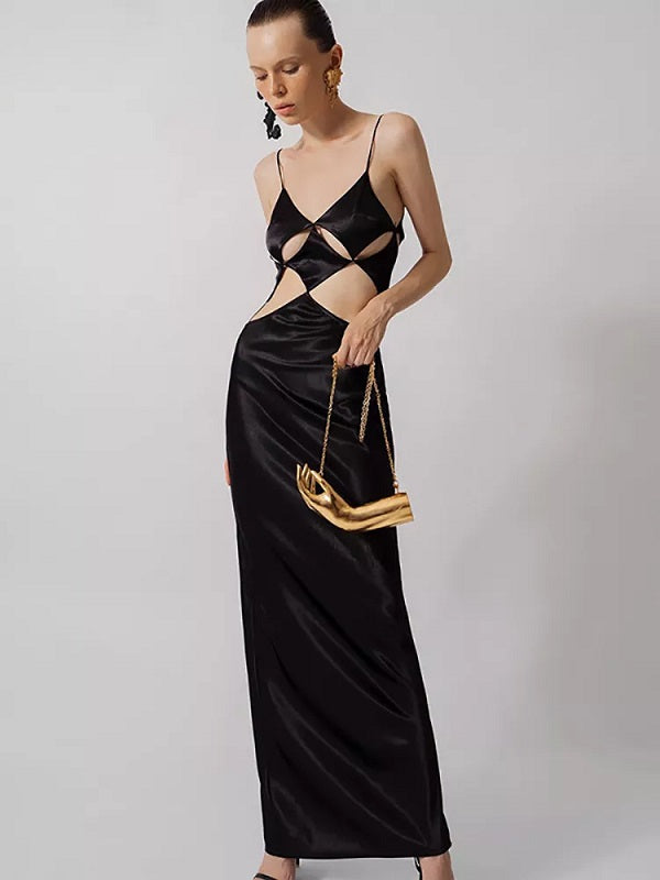 V-neck Spaghetti Strap Hollow Out Dress
