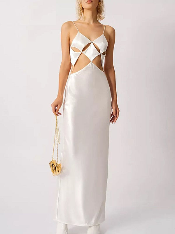 V-neck Spaghetti Strap Hollow Out Dress