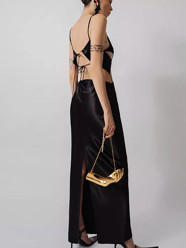 V-neck Spaghetti Strap Hollow Out Dress