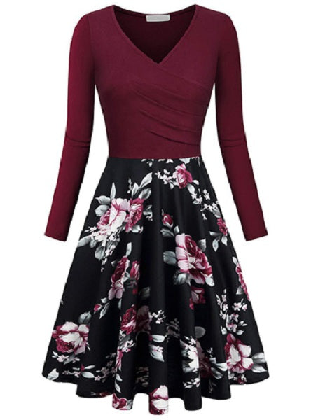 Wrap Top and Printed Skirt Dress