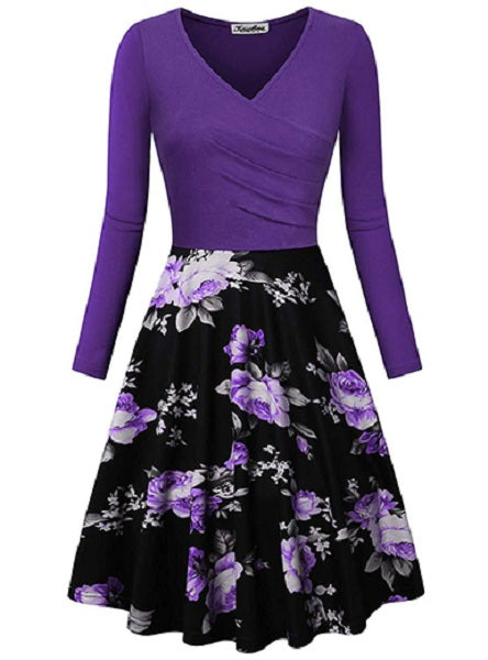 Wrap Top and Printed Skirt Dress