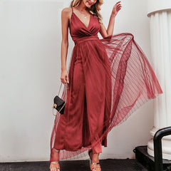 deep v neck long party dress