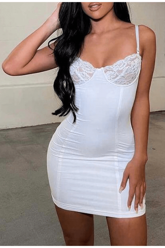 lace embroidery stitching dress