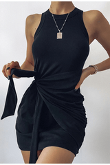 sleeveless mini knotted dress