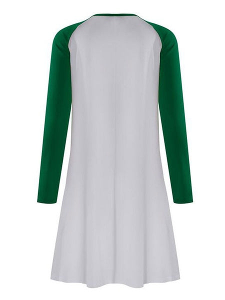 Shift Dresses Jewel Neck Polyester Christmas Pattern Tunic Dress