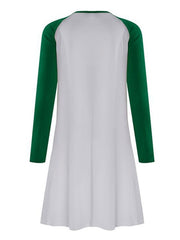 Shift Dresses Jewel Neck Polyester Christmas Pattern Tunic Dress