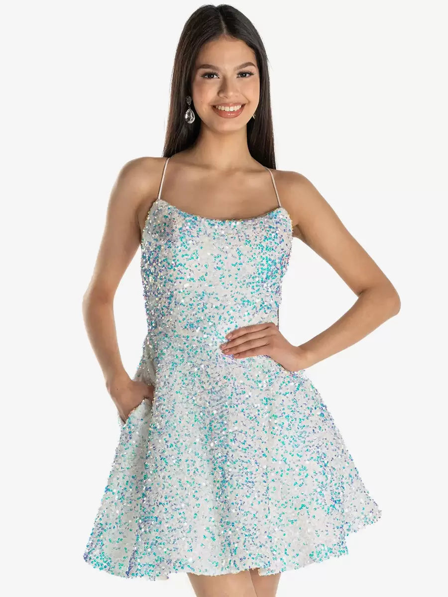 Short Jewel Neck Sequined Charming With Homecoming Dress